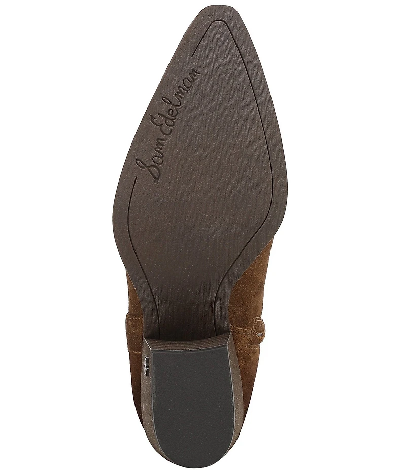 Sam Edelman Wyatt Cow Print Calf Hair and Suede Point Toe Tall Western Boots