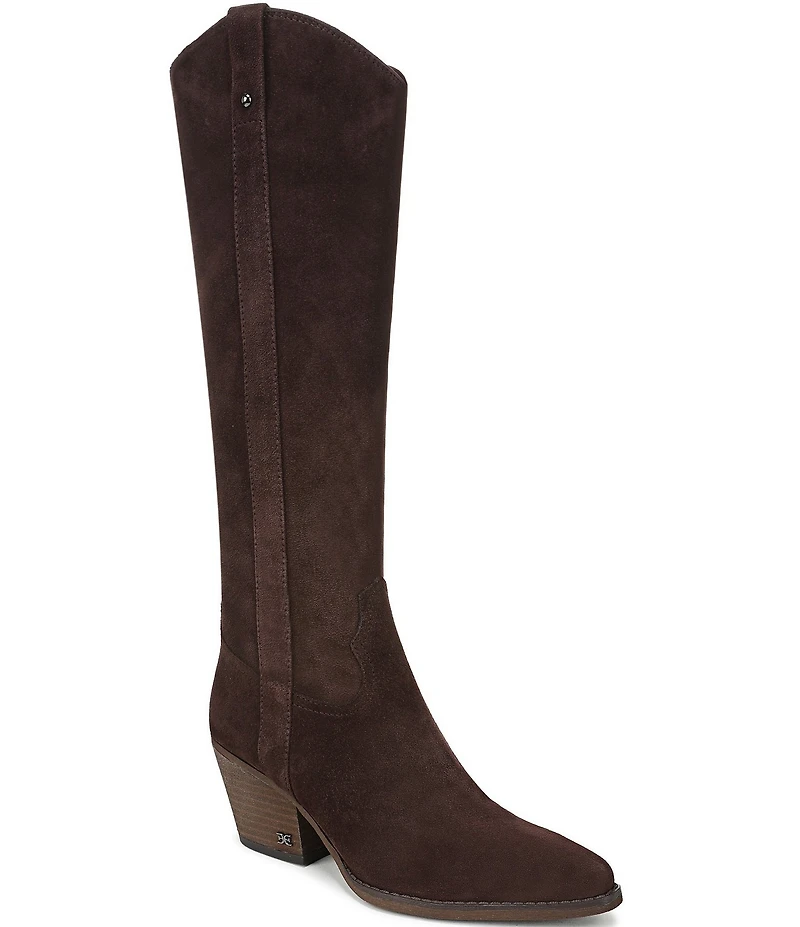 Sam Edelman Wyatt Suede Point Toe Tall Western Boots