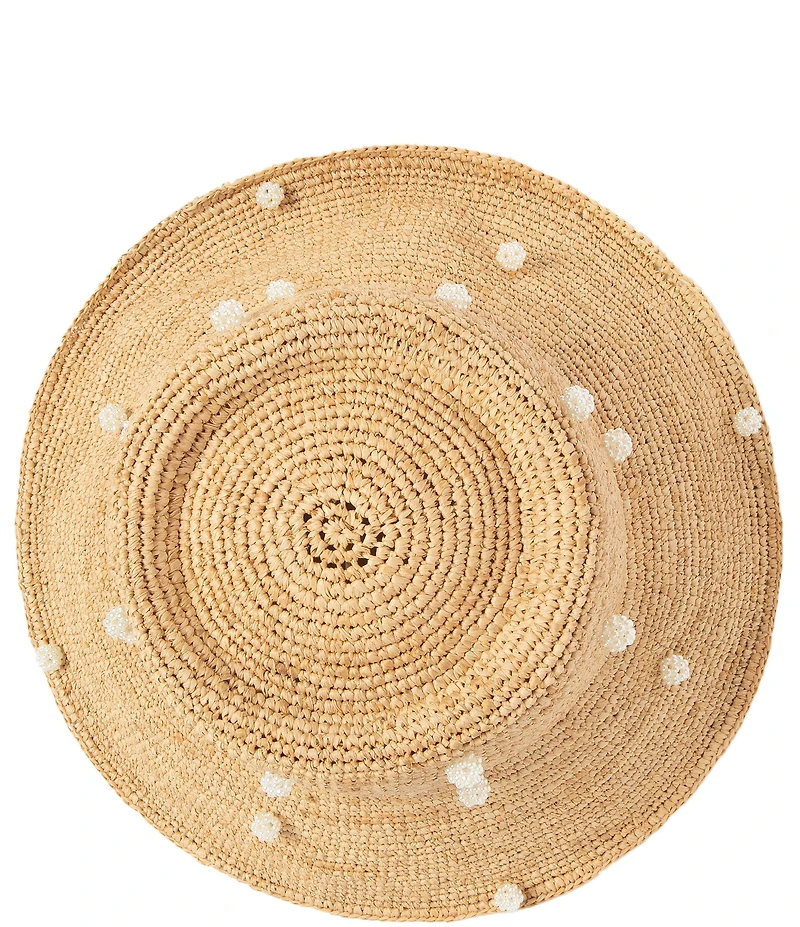 San Diego Hat Company Perla Crochet Raffia Pearl Cluster Bell Bucket Hat