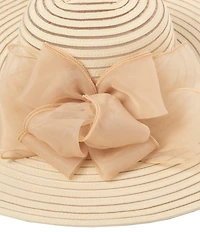 San Diego Hat Company Wide Brim Floral Bow Detail Dress Hat