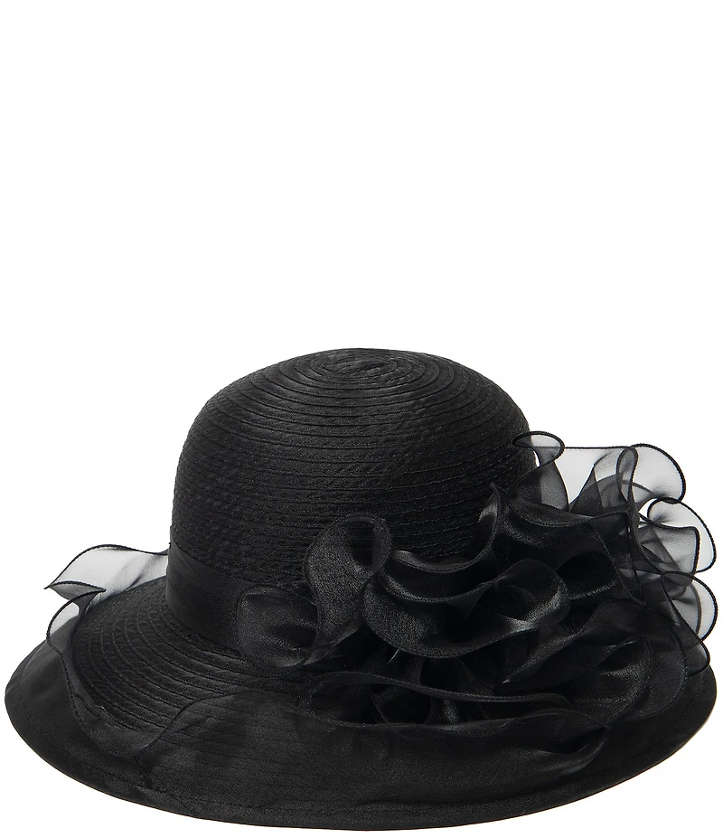 San Diego Hat Company Organza Ruffle Mesh Round Dress Hat