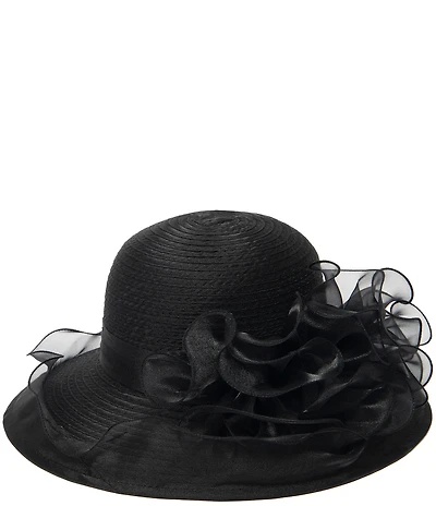 San Diego Hat Company Organza Ruffle Mesh Round Dress Hat
