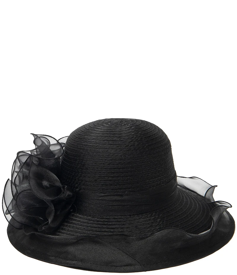 San Diego Hat Company Organza Ruffle Mesh Round Dress Hat