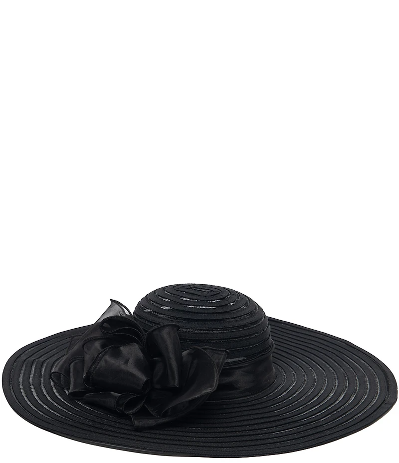 San Diego Hat Company Wide Brim Floral Bow Detail Dress Hat