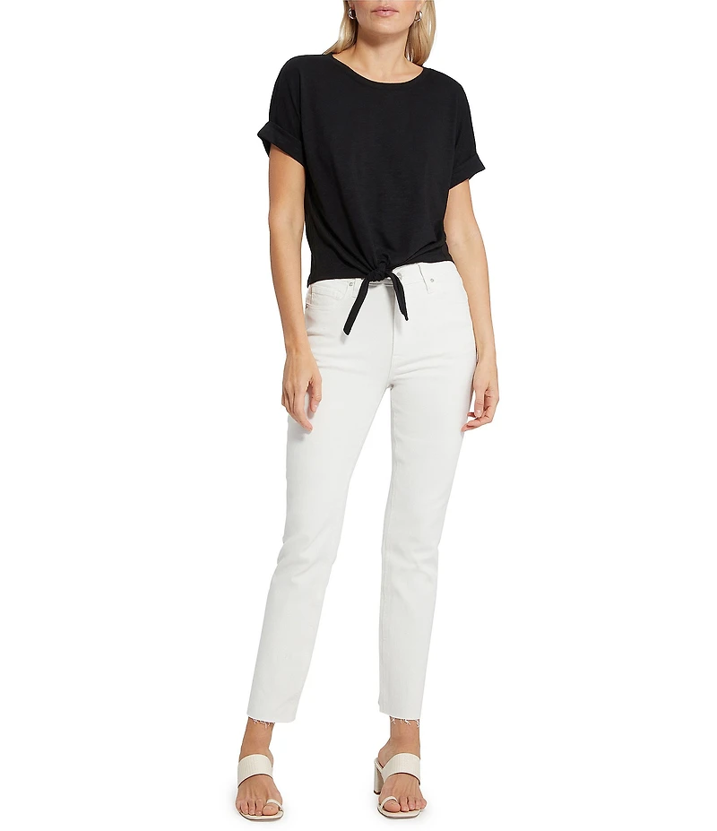 Sanctuary All Day Tie Waist Crew Neck Short Rolled Sleeve Tee Shirt
