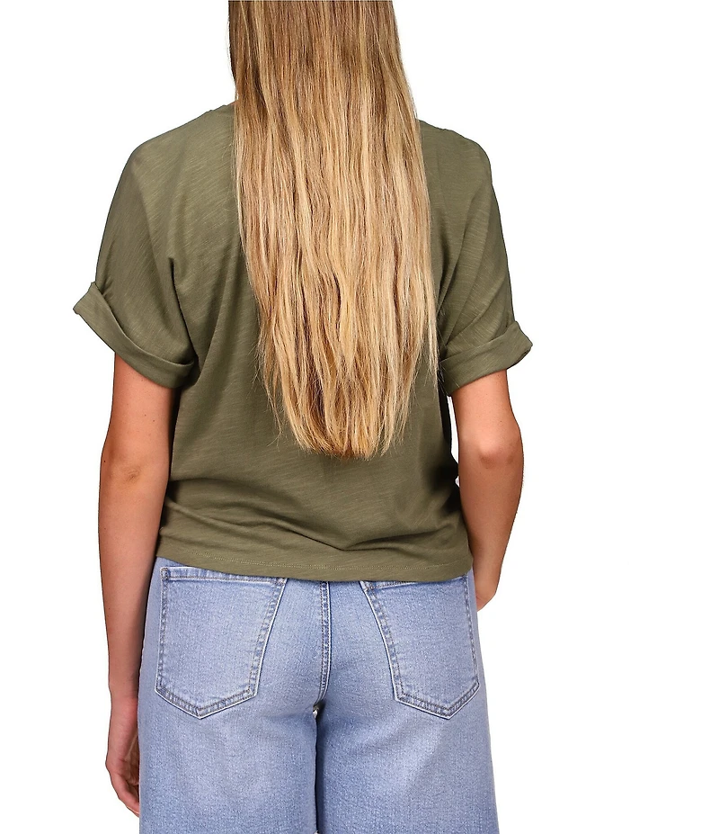 Sanctuary All Day Tie Waist Crew Neck Short Rolled Sleeve Tee Shirt