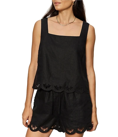 Sanctuary Almost There Square Neck Sleeveless Coordinating Linen Tank Top