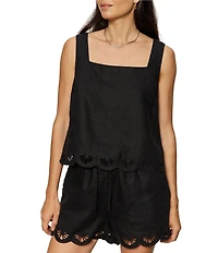 Sanctuary Almost There Square Neck Sleeveless Coordinating Linen Tank Top