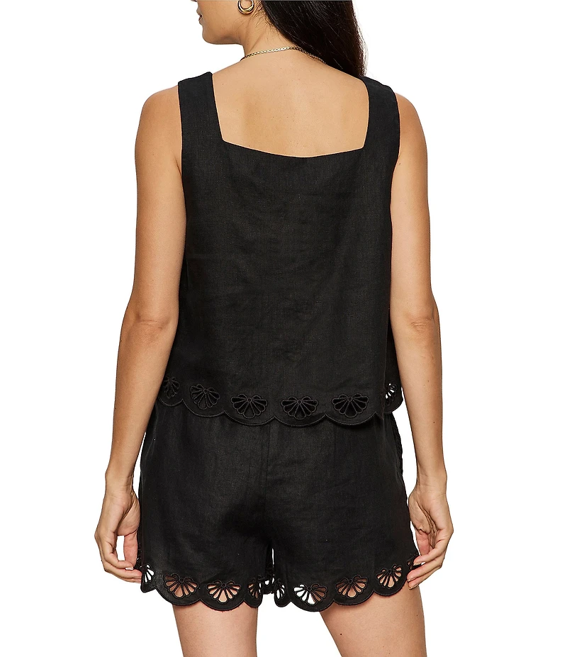 Sanctuary Almost There Square Neck Sleeveless Coordinating Linen Tank Top