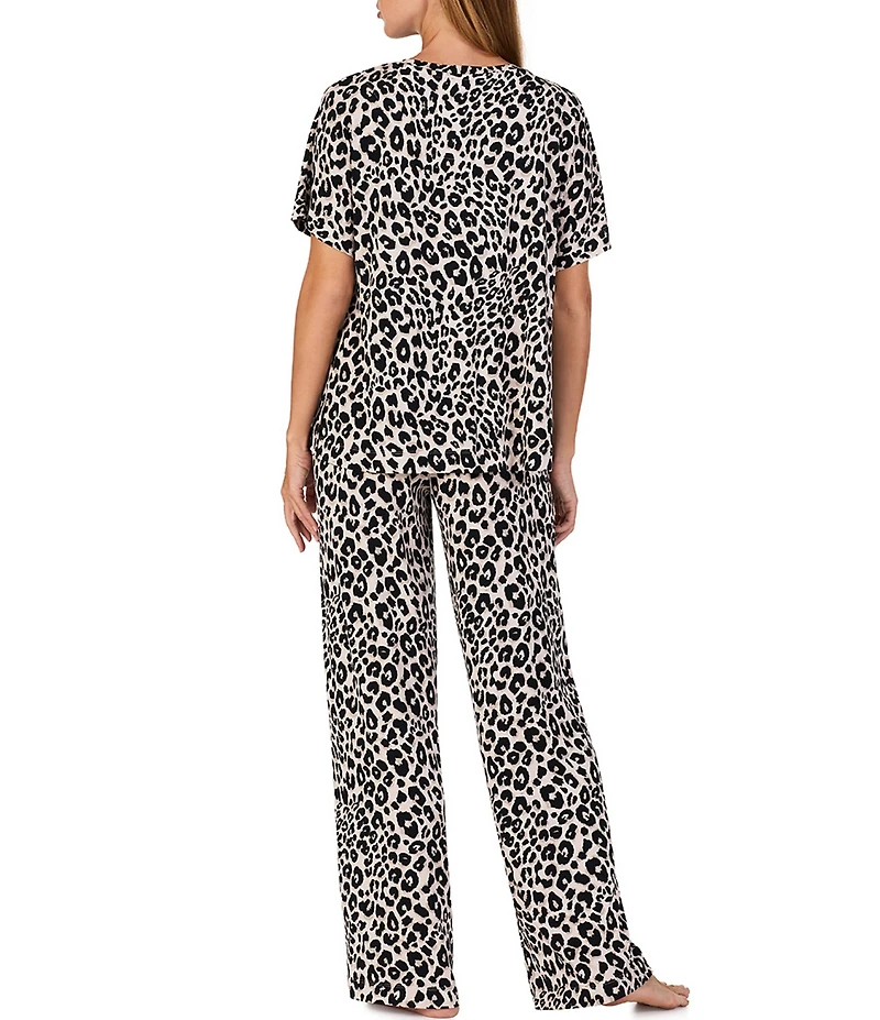 Sanctuary Animal Print Dolman Sleeve Round Neck Jersey Knit Pant Pajama Set