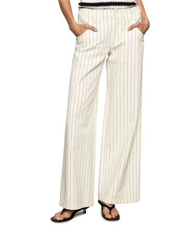 Sanctuary Arden Pinstripe Cotton Twill Wide Leg Pants