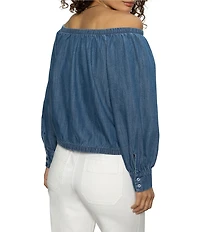 Sanctuary Ballet Off-The-Shoulder Long Sleeve Tie Front Top