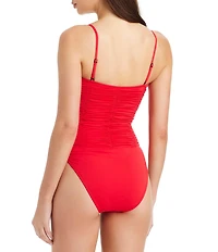 Sanctuary Beach Goddess Banded Shirred One Piece Swimsuit