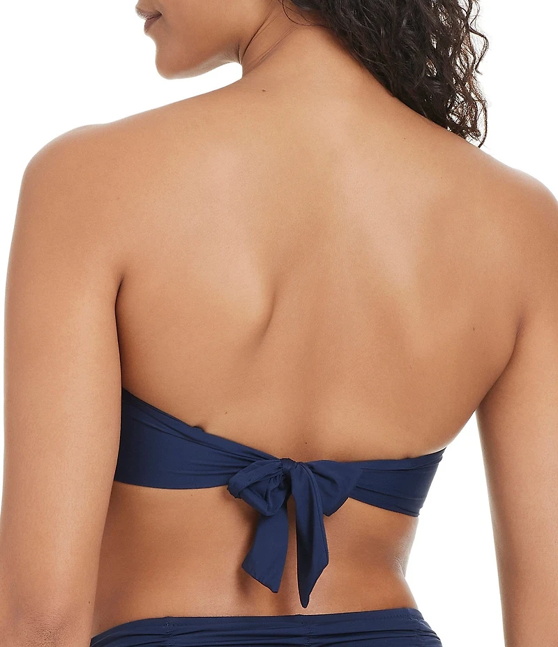 Sanctuary Beach Goddess Solid Straight Neck Bandeau Swim Top