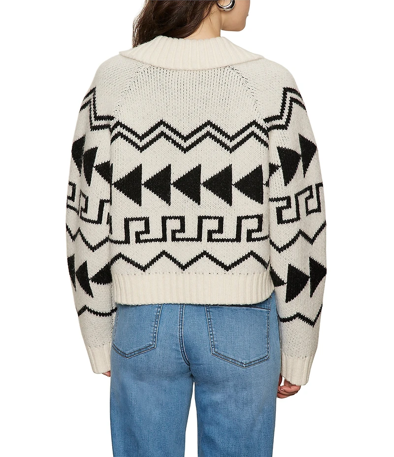 Sanctuary Below Zero Fairisle Johnny Collar Long Sleeve Popover Sweater