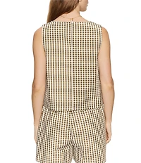 Sanctuary Better Days Gingham Print Crew Neck Sleeveless Seersucker Coordinating Shell Top