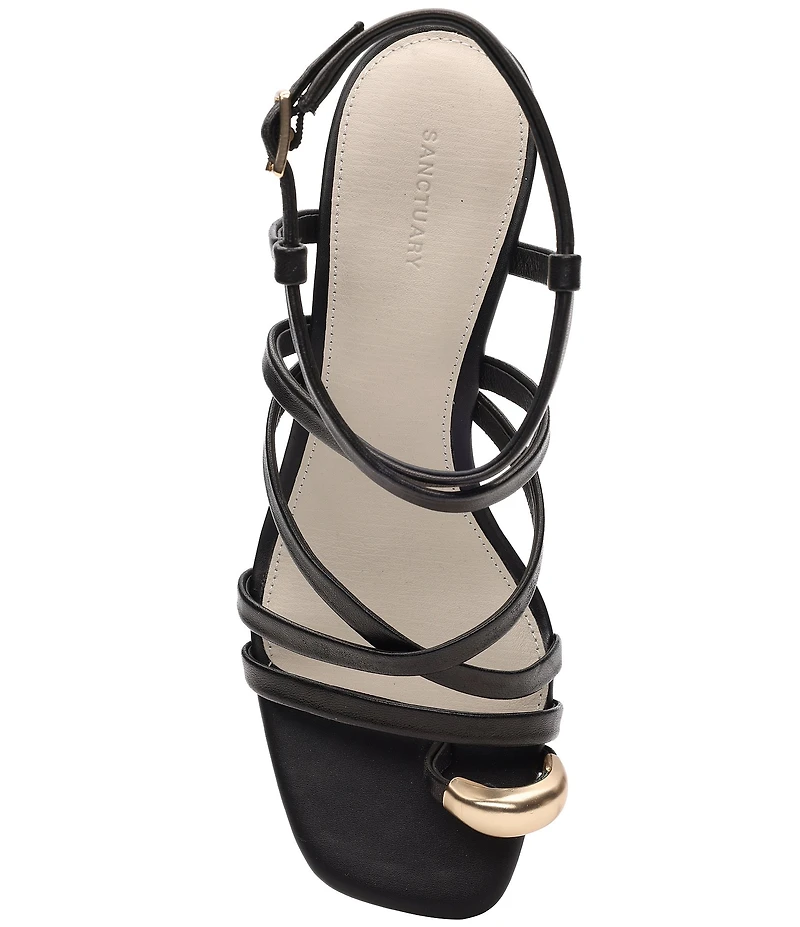 Sanctuary Beyond Leather Toe Ring Hardware Slingback Dress Sandals