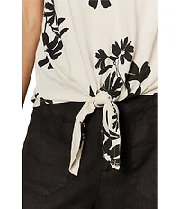 Sanctuary Bloom Print V-Neck Sleeveless Tie Front Knit Tank Top