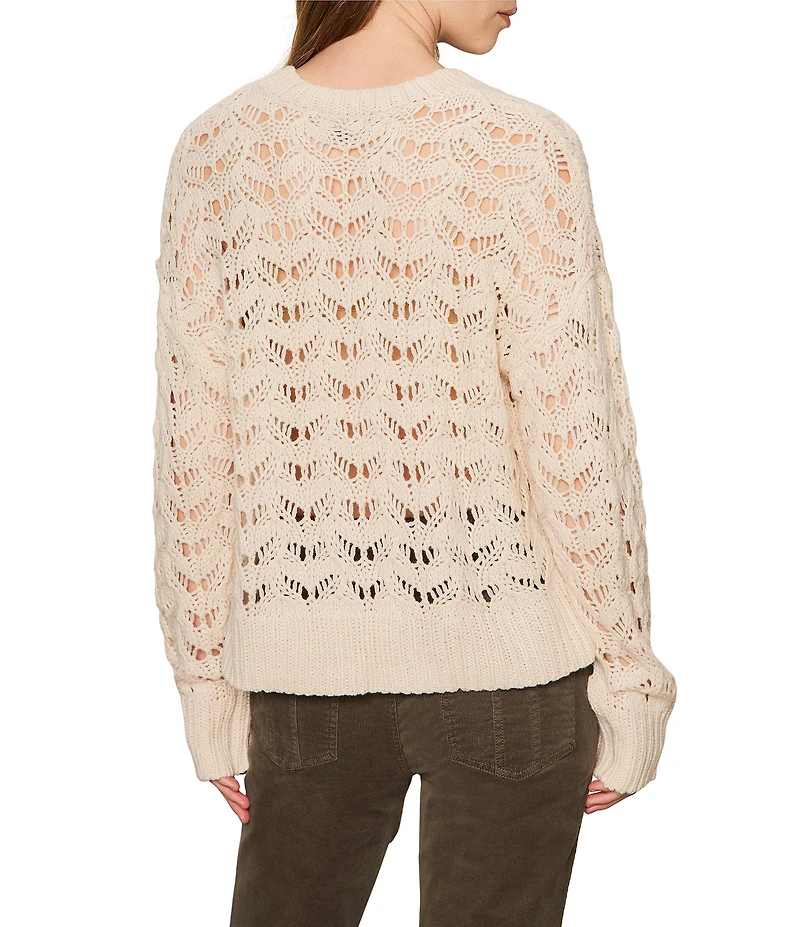 Sanctuary Boheme Pointelle Crew Neck Long Sleeve Popover Sweater