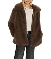 Sanctuary Carmen Collard Long Sleeve Faux Fur Coat