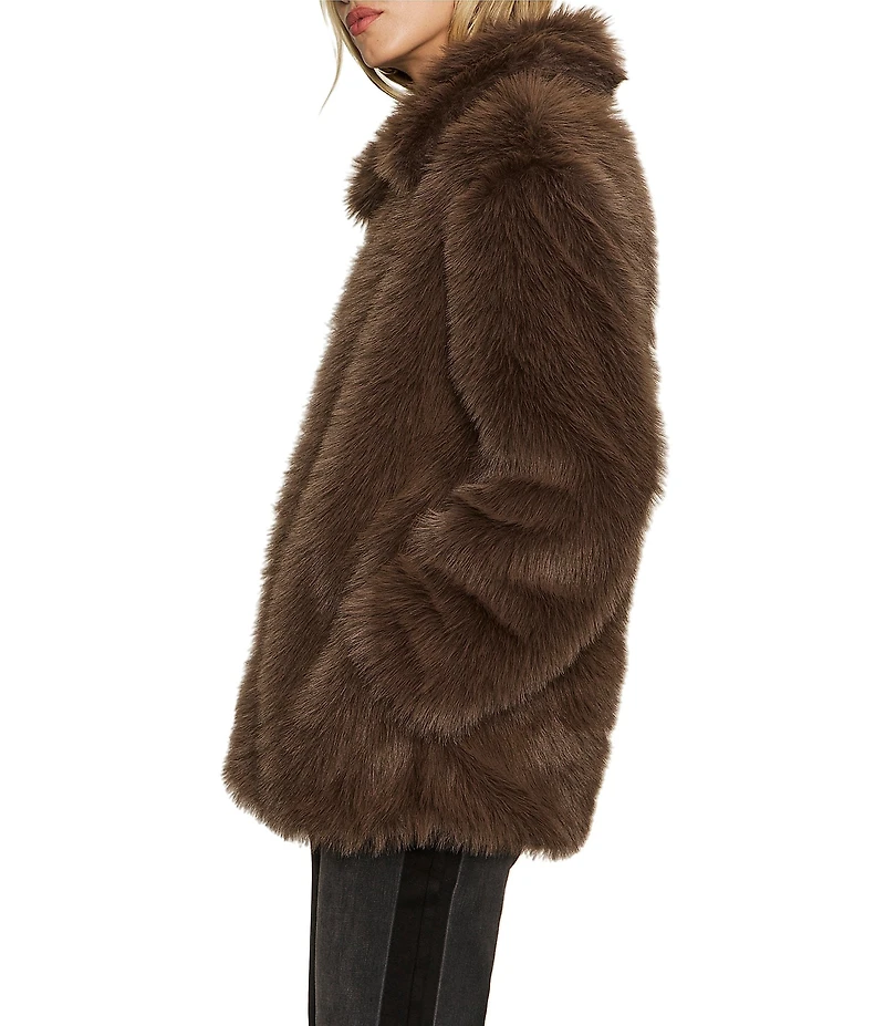Sanctuary Carmen Collard Long Sleeve Faux Fur Coat