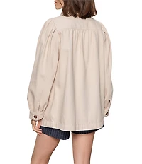 Sanctuary Carrie Funnel Neck Long Sleeve Button Front Denim Jacket
