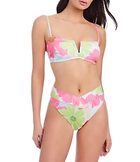 Sanctuary Charming Floral V-Wire Tie Back Bandeau Swim Top
