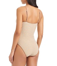 Sanctuary Check Me Out Front Keyhole Plunge V-Neck One Piece Swimsuit