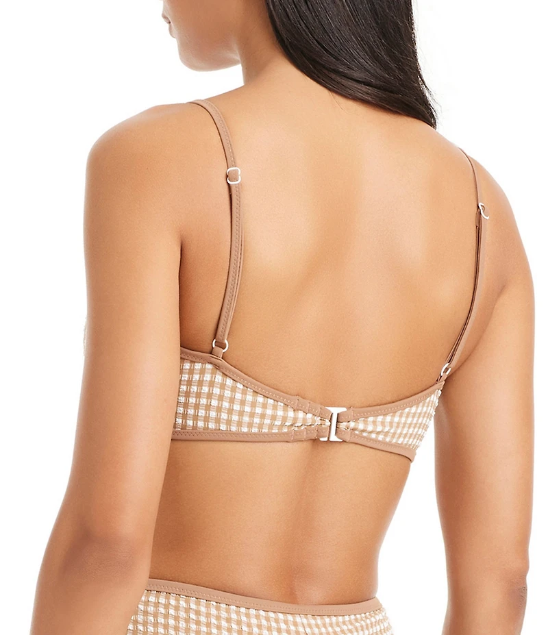 Sanctuary Check Me Out Gingham Scoop Neck Bralette Swim Top