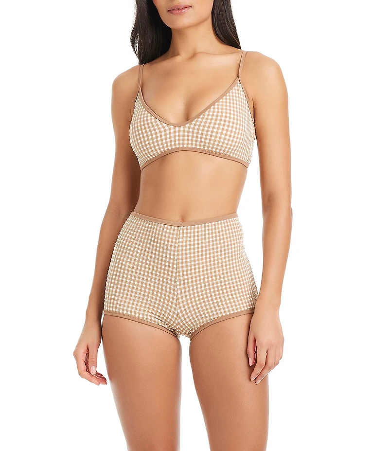 Sanctuary Check Me Out Gingham Scoop Neck Bralette Swim Top