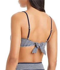 Sanctuary Check Me Out Gingham Straight V-Neck Bandeau Swim Top