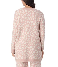 Sanctuary Cheetah Print Long Sleeve Open Front Knit Sweater Bed Jacket