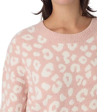 Sanctuary Cheetah Print Long Sleeve Pullover Sweater Knit Long Lounge Set