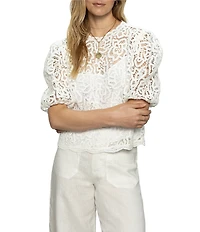 Sanctuary Cherished Lace Crew Neck Short Sleeve Top