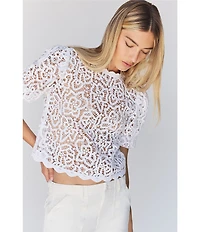 Sanctuary Cherished Lace Crew Neck Short Sleeve Top