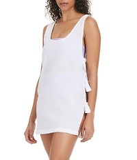Sanctuary Coastal Covers Scoop Neck Side Tie A-Line Swim Cover Up Dress