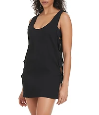 Sanctuary Coastal Covers Scoop Neck Side Tie A-Line Swim Cover Up Dress