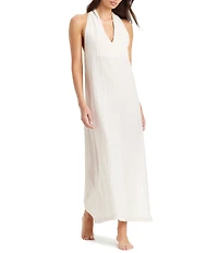 Sanctuary Coastal Covers Solid V-Neck Sleeveless Swim Cover-Up Dress