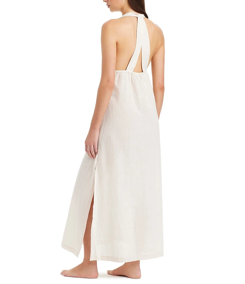 Sanctuary Coastal Covers Solid V-Neck Sleeveless Swim Cover-Up Dress