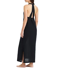 Sanctuary Coastal Covers Solid V-Neck Sleeveless Swim Cover-Up Dress