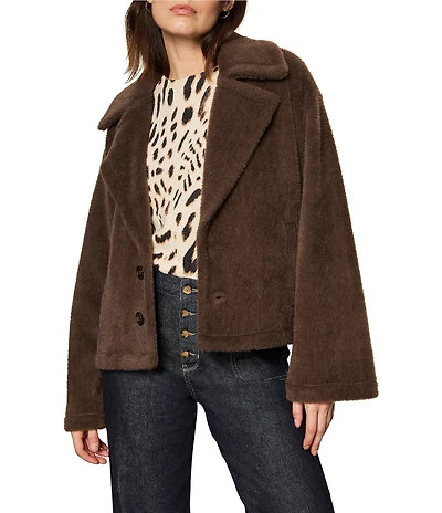 Sanctuary Colette Faux Fur Notch Lapel Long Sleeve Button Front Jacket