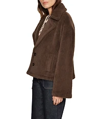 Sanctuary Colette Faux Fur Notch Lapel Long Sleeve Button Front Jacket