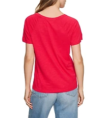 Sanctuary Cotton Slub Jersey Notch Neck Short Sleeve Tee