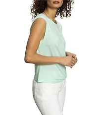 Sanctuary Crew Neck Sleeveless Draped Tank