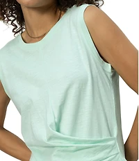 Sanctuary Crew Neck Sleeveless Draped Tank
