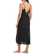 Sanctuary Crinkle Cotton Midi Tunnel Tie Dress Swim Cover-Up