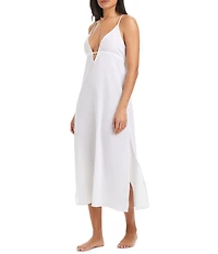 Sanctuary Crinkle Cotton Midi Tunnel Tie Dress Swim Cover-Up