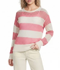 Sanctuary Crochet Open Knit Crew Neck Long Sleeve Sweater