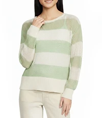Sanctuary Crochet Open Knit Crew Neck Long Sleeve Sweater