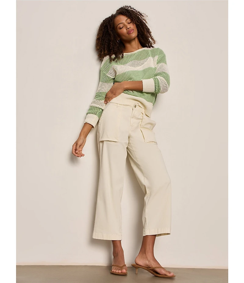 Sanctuary Crochet Open Knit Crew Neck Long Sleeve Sweater